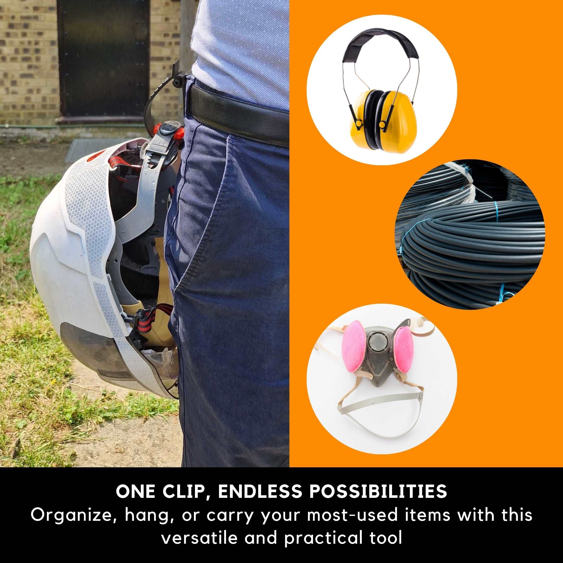 Tool Tether Hard Hat Holder Belt Clip - Black