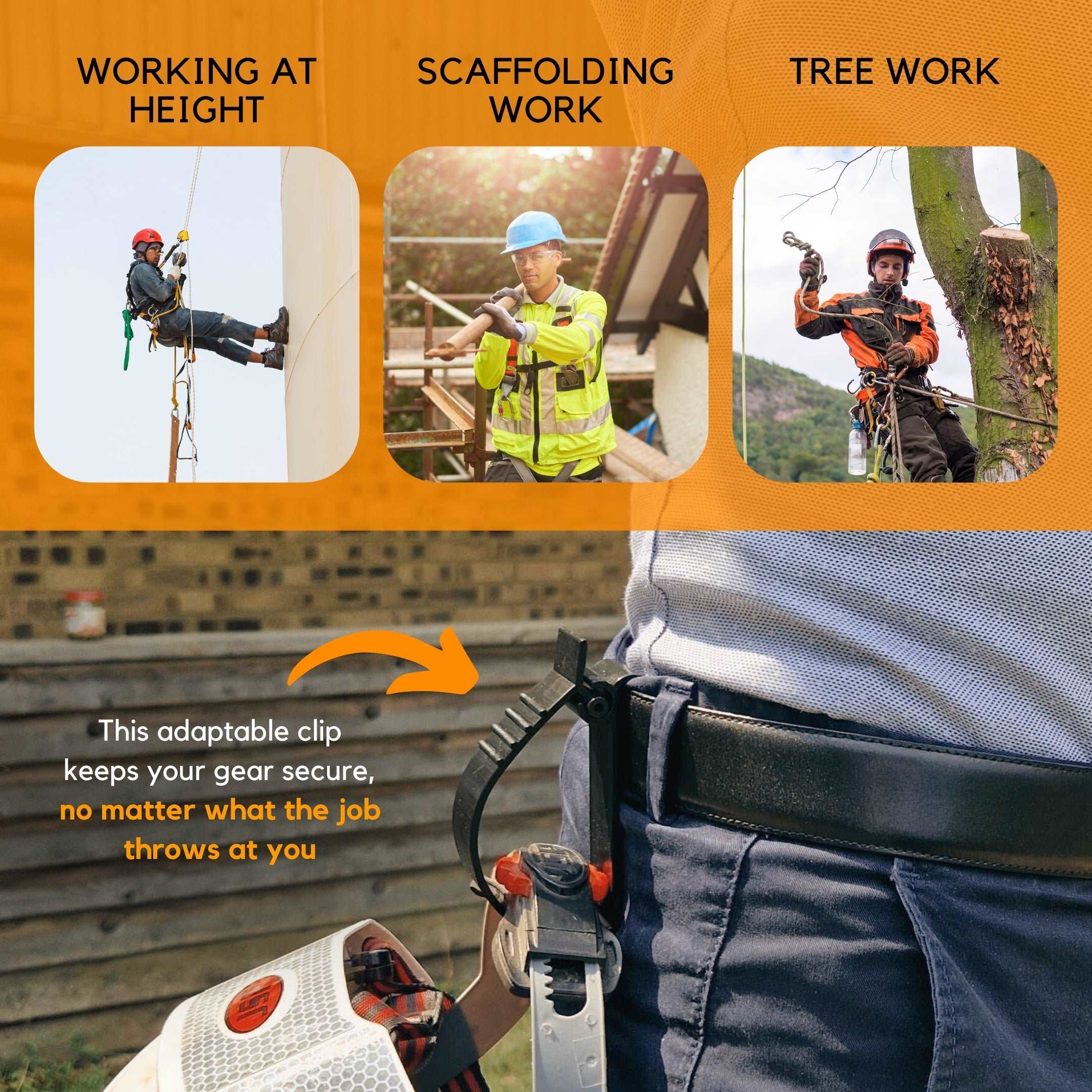 Tool Tether Hard Hat Holder Belt Clip - Black