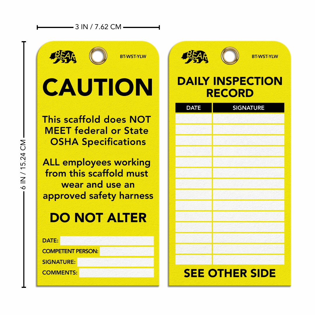 BearTOOLS Scaffold Tags - GearbyBear Safety Tagging Solutions