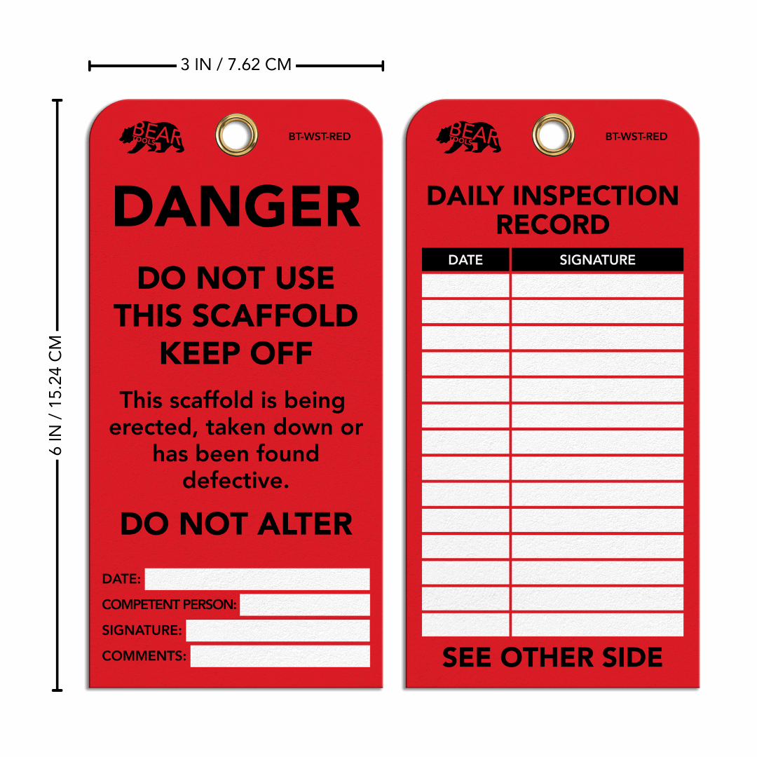 BearTOOLS Scaffold Tags - GearbyBear Safety Tagging Solutions