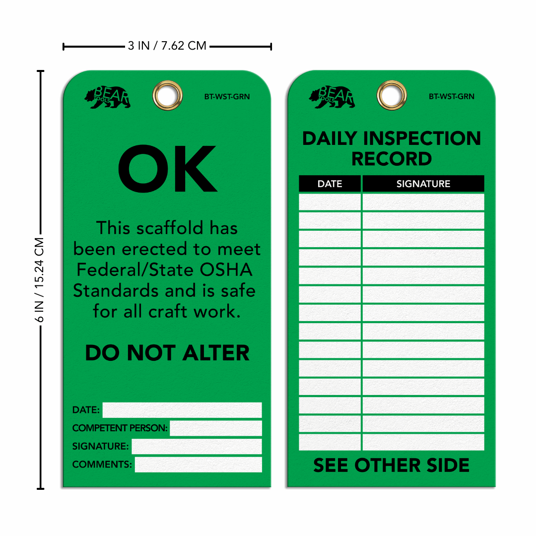 BearTOOLS Scaffold Tags - GearbyBear Safety Tagging Solutions