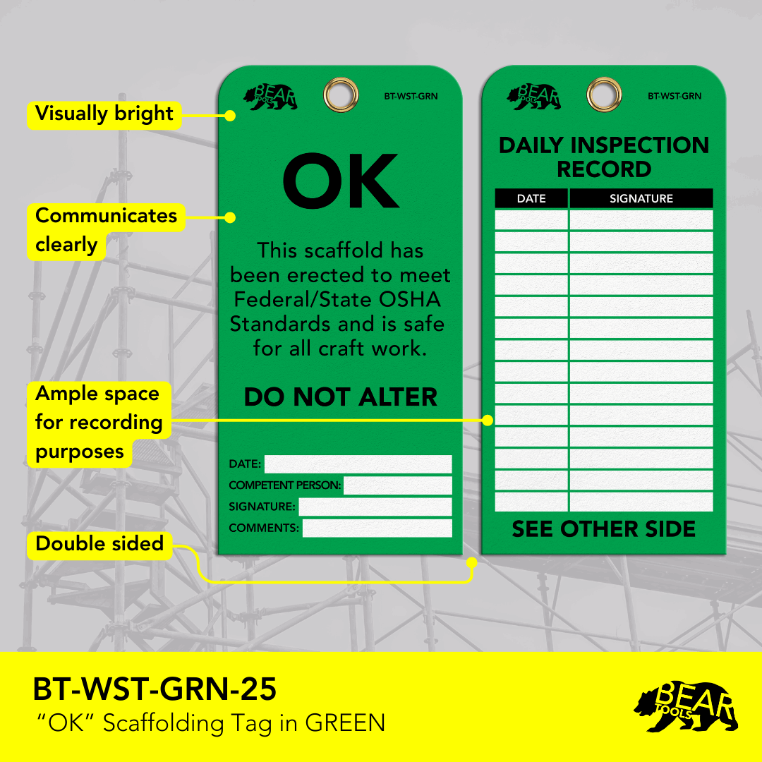 BearTOOLS Scaffold Tags - GearbyBear Safety Tagging Solutions