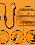 Tool Tether - Spring Locking Aluminum Carabiner & Adjustable Loop End - Tool Safety Lanyard
