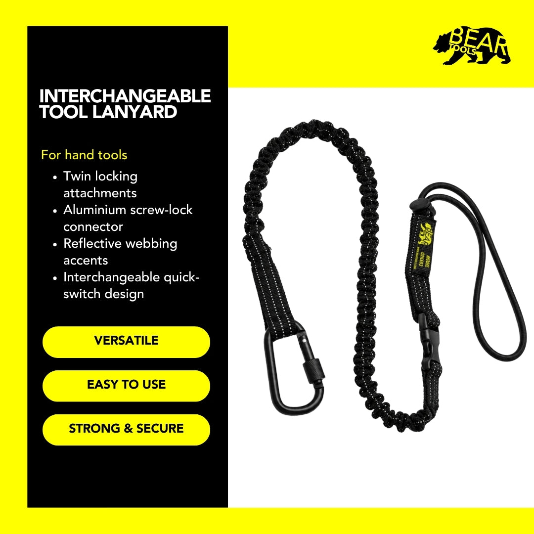 BearTOOLS Interchangeable Quick-Switch Tool Safety Lanyard - Black - 1 Pack