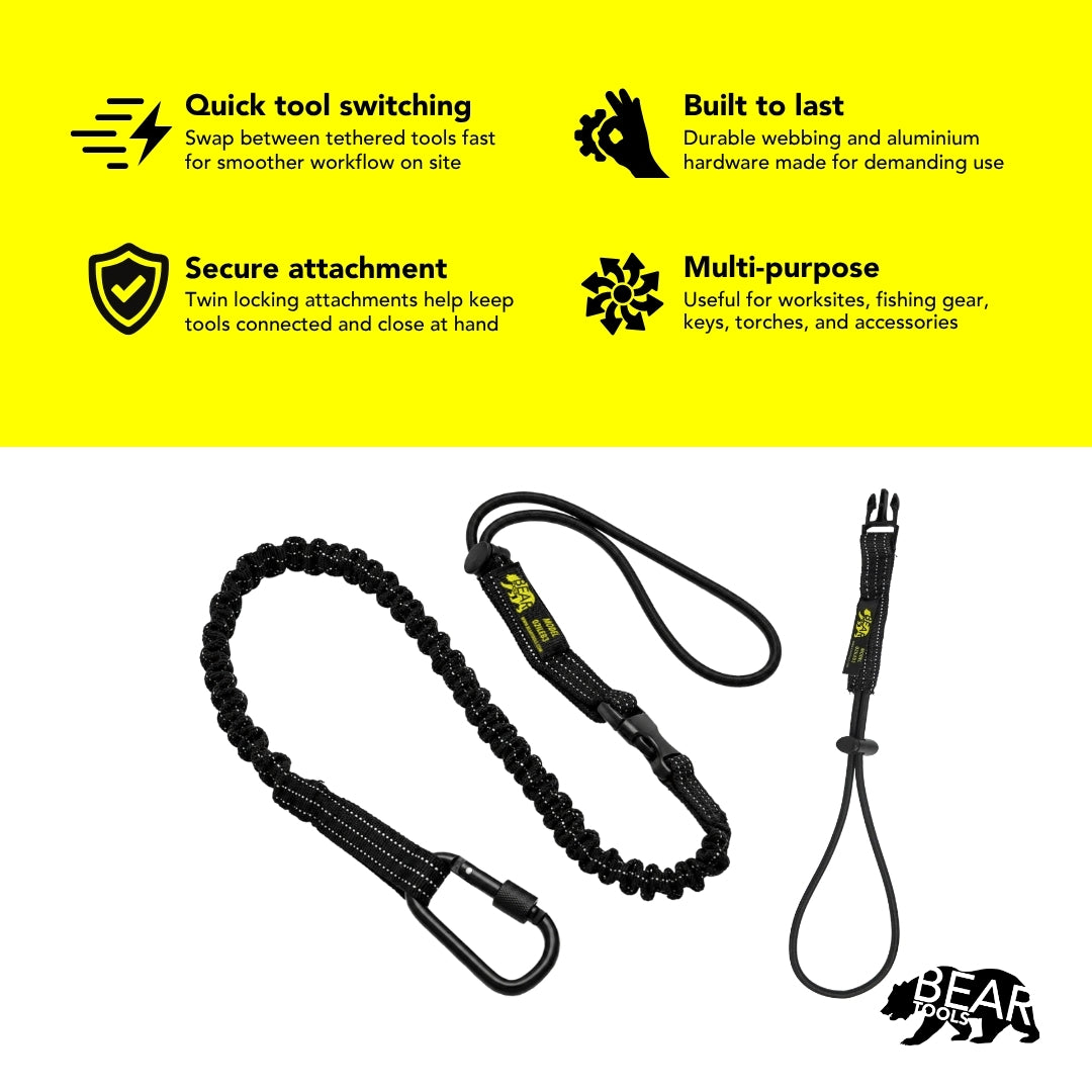 BearTOOLS Interchangeable Quick-Switch Tool Safety Lanyard - Black - 1 Pack