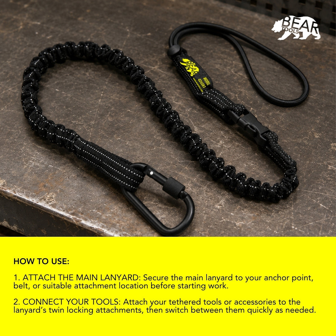 BearTOOLS Interchangeable Quick-Switch Tool Safety Lanyard - Black - 1 Pack