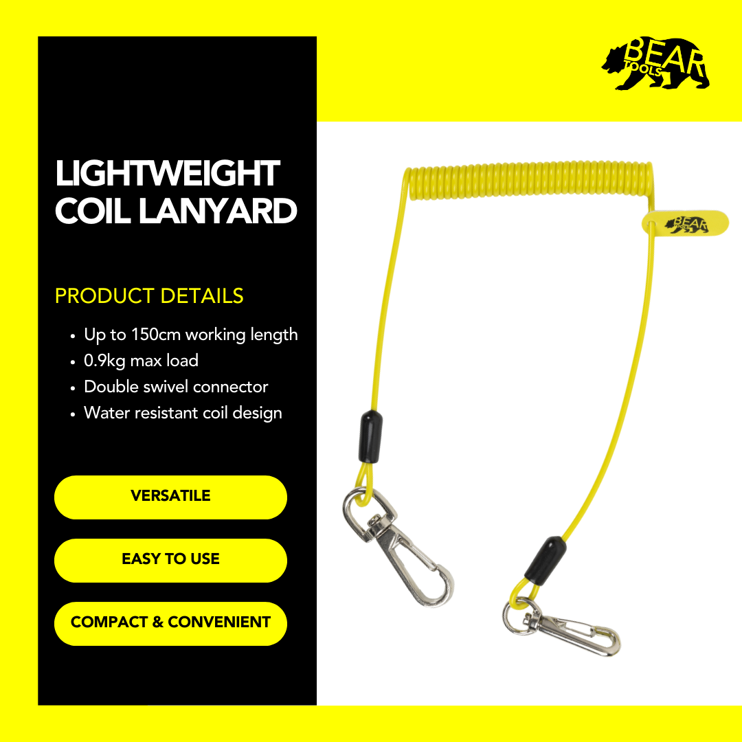 BearTOOLS Lightweight Coil Lanyard 2lbs 0.9kg - C512LYDC