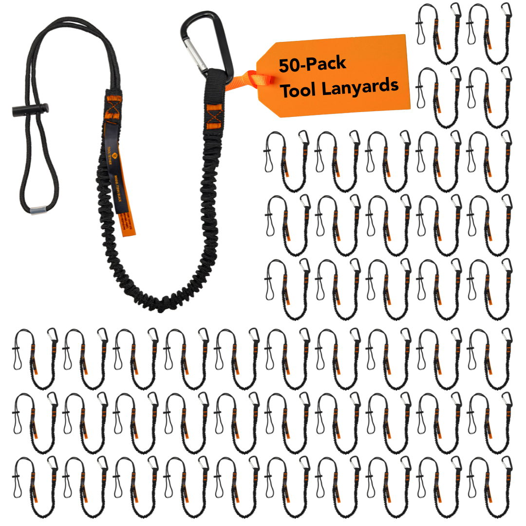 Tool Tether - Spring Locking Aluminum Carabiner &amp; Adjustable Loop End - Tool Safety Lanyard