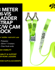 BearTOOLS 3 Meter Hi-Vis Ladder Strap C/W Cam Lock