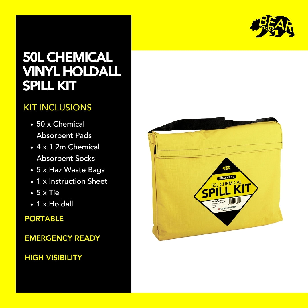 BearTOOLS Chemical Spill Kit - 50L Vinyl Holdall