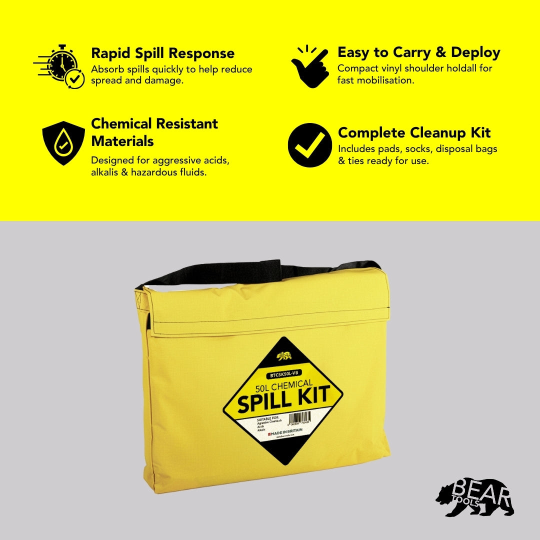 BearTOOLS Chemical Spill Kit - 50L Vinyl Holdall