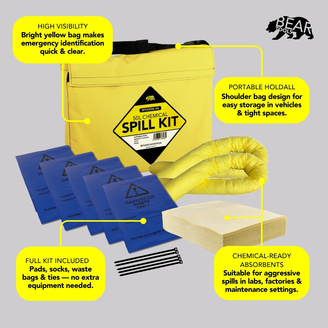 BearTOOLS Chemical Spill Kit - 50L Vinyl Holdall