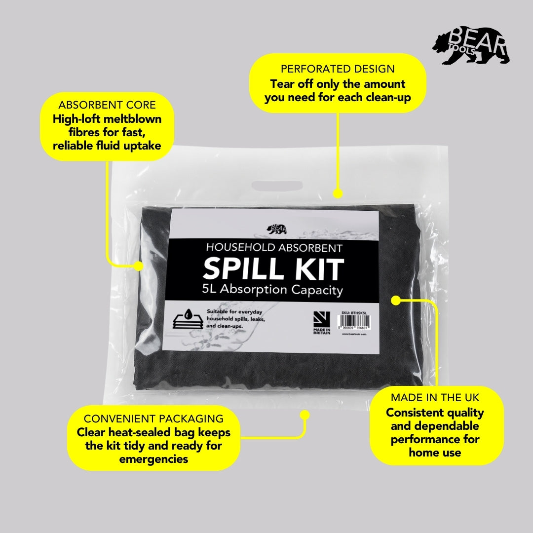 BearTOOLS Household Absorbent Spill Kit – 5L Capacity - BTHSK5L