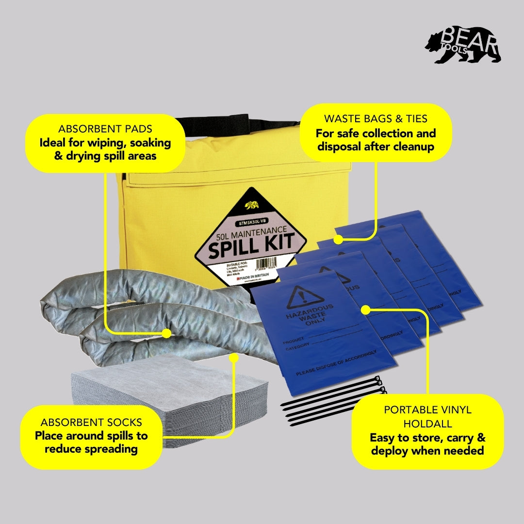 BearTOOLS Maintenance Spill Kit - 50L Vinyl Holdall