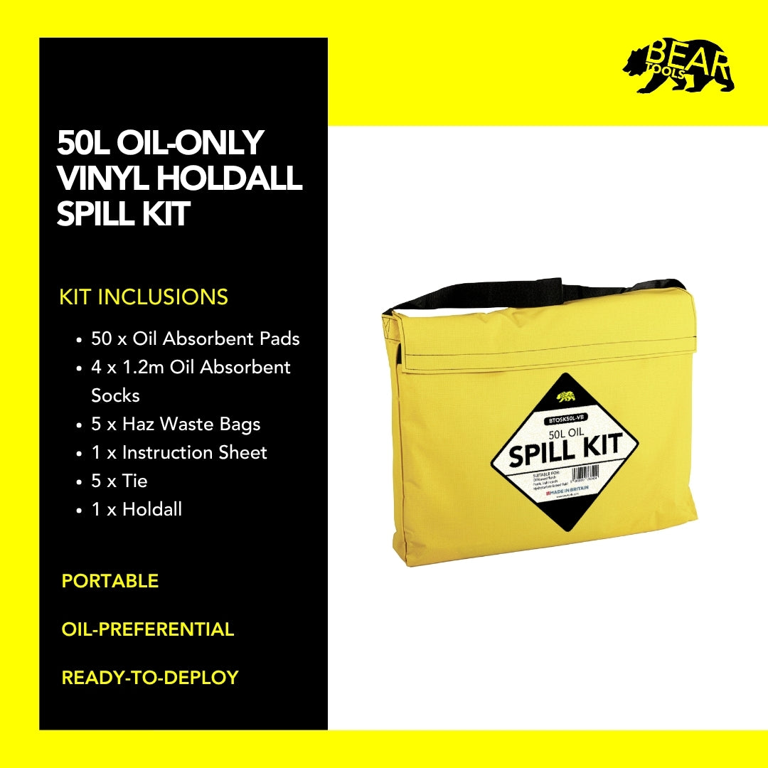 BearTOOLS Oil Spill Kit - 50L Vinyl Holdall