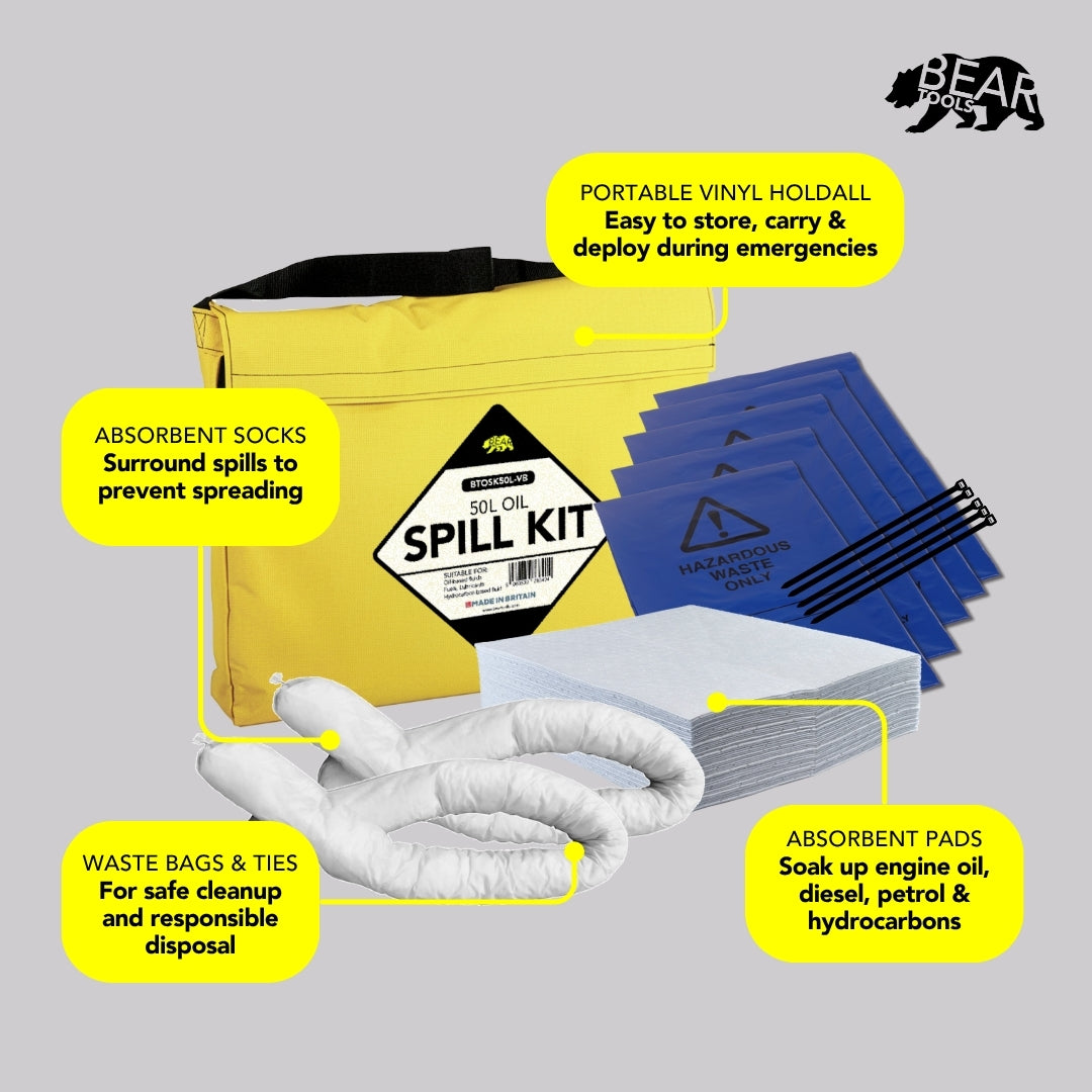BearTOOLS Oil Spill Kit - 50L Vinyl Holdall