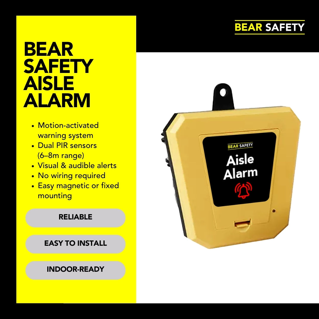 Bear Safety Aisle Alarm bear-bikes Safety Alarms bear-bikes tool lanyards tool tethering workplace safety spill kits