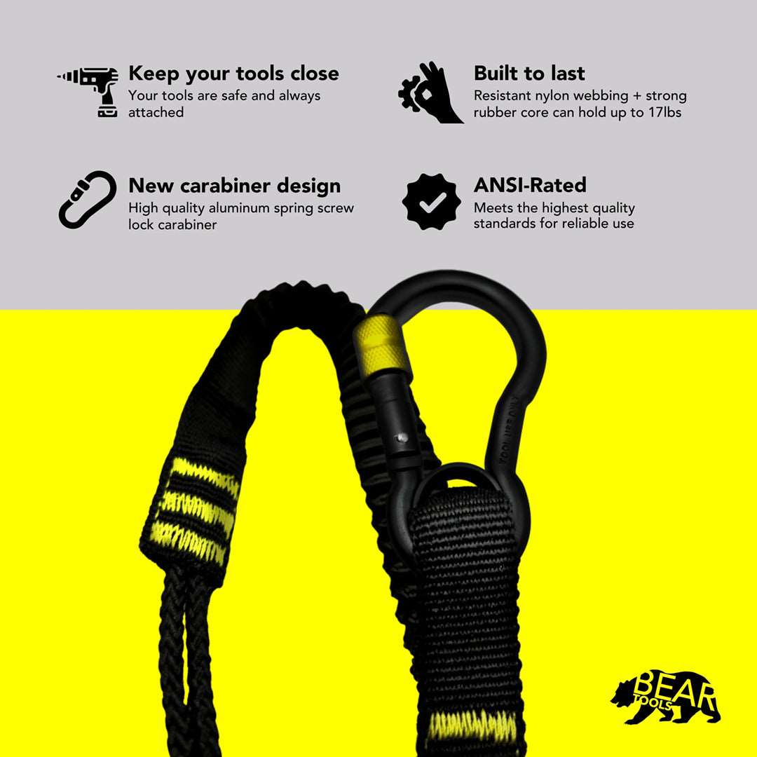 BearTOOLS ANSI-Approved Tool Lanyard with Spring Screw Lock Carabiner - GearbyBear Fall Protection