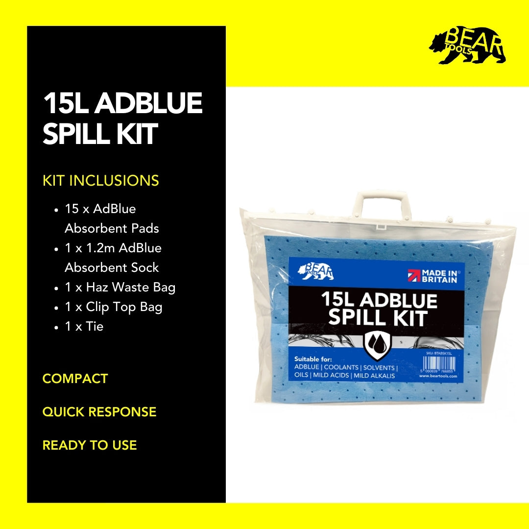 BearTOOLS AdBlue Spill Kits - BTABSK15L bear-bikes Spill Control bear-bikes tool lanyards tool tethering workplace safety spill kits