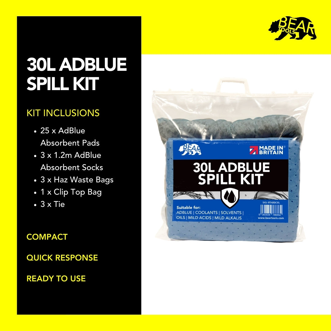 BearTOOLS AdBlue Spill Kits - BTABSK30L bear-bikes Spill Control bear-bikes tool lanyards tool tethering workplace safety spill kits