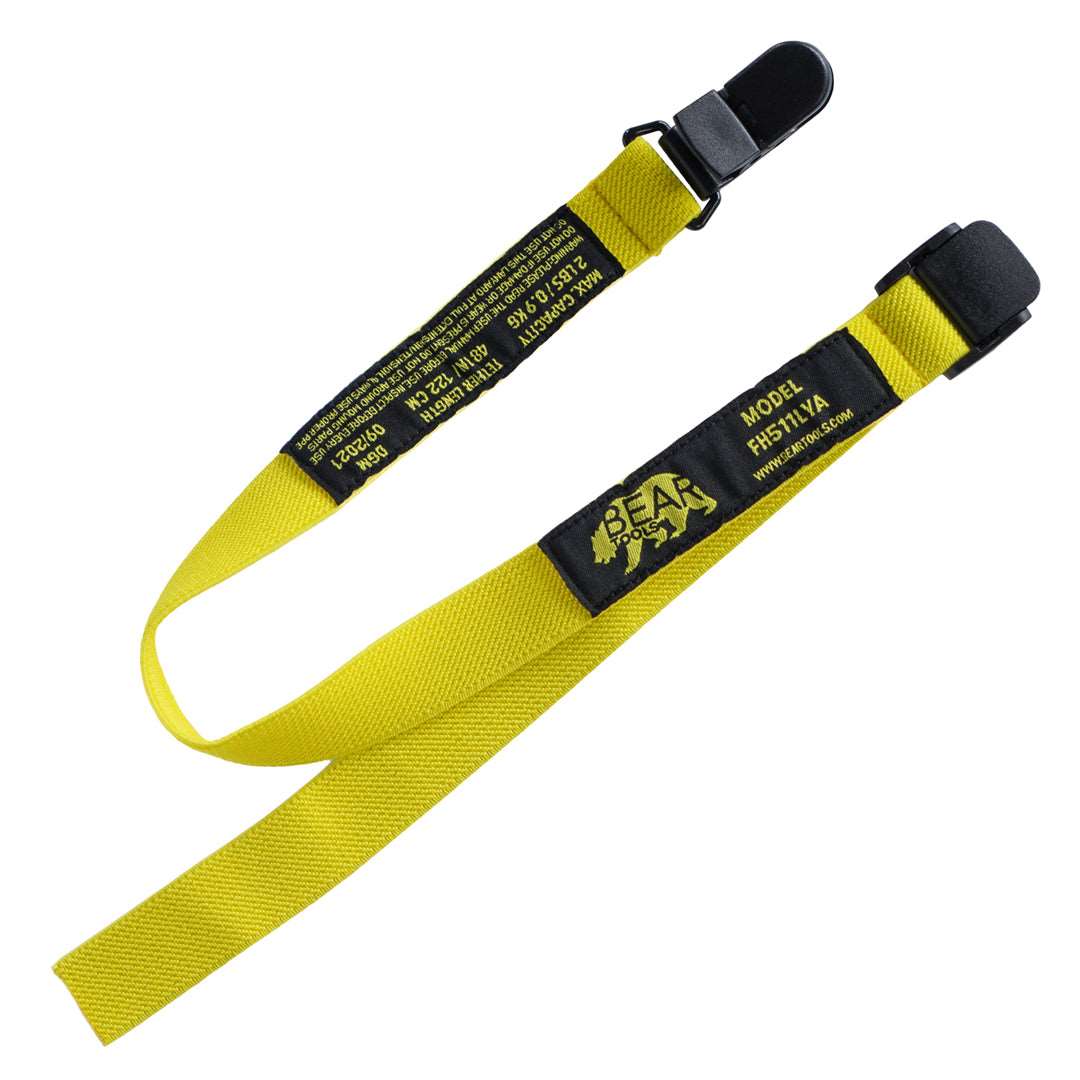 BearTOOLS Yellow Fabric Hard Hat Lanyard - Clip Attachment - GearbyBear Fall Protection