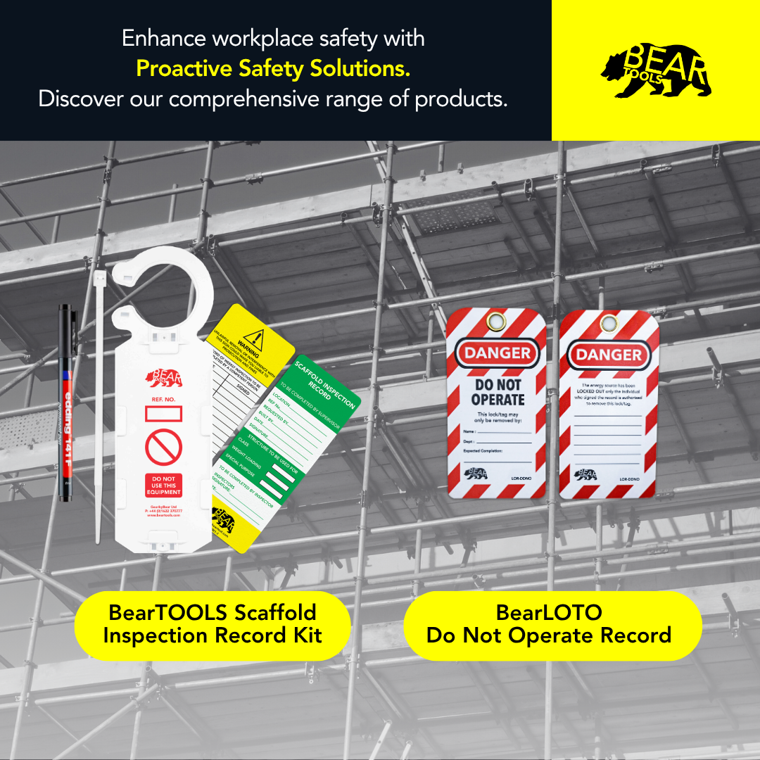 TWTIRK10 - BearTOOLS Temporary Works Inspection Tag Kit, 20 Inserts, Ties &amp; Pen