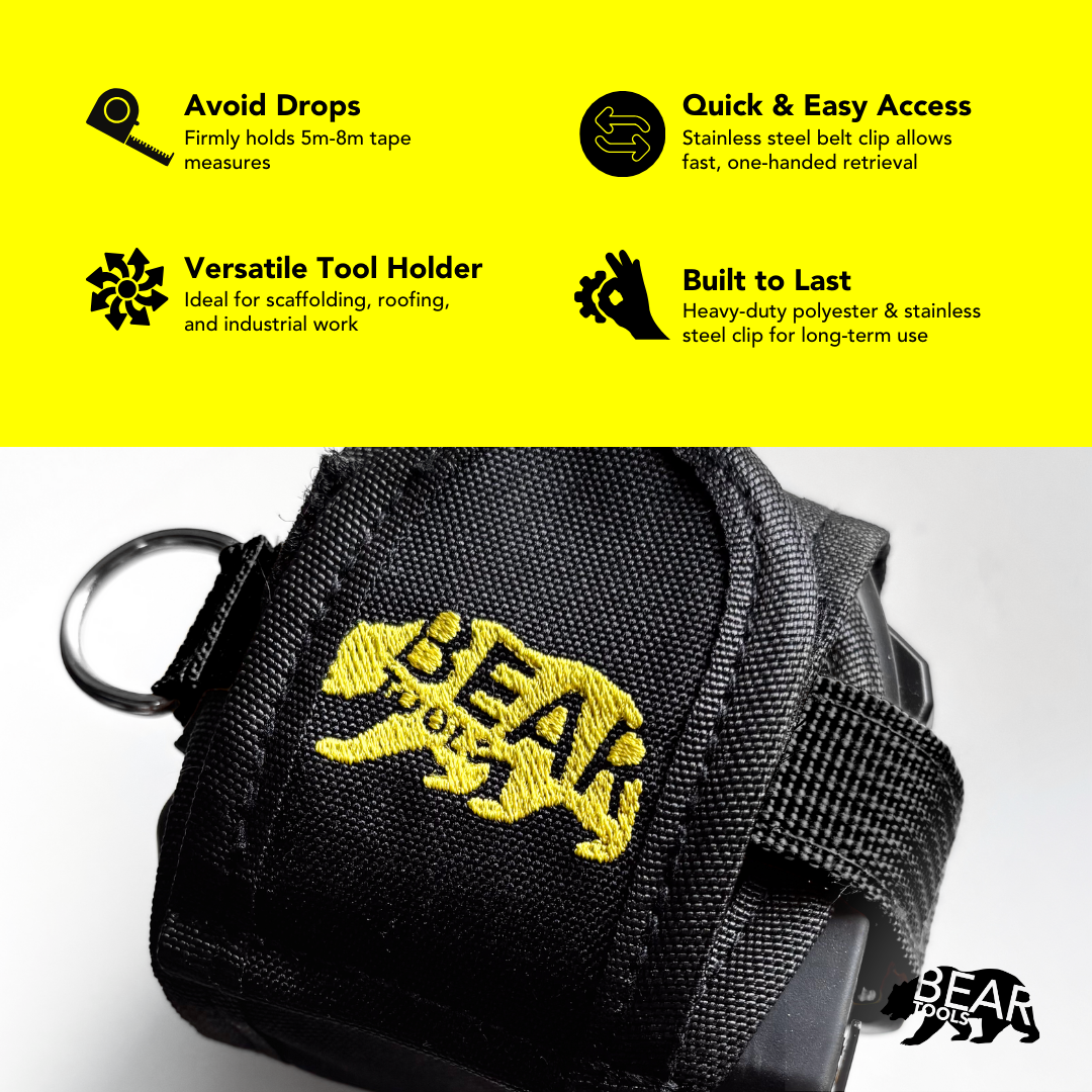 Tape Measure Holder with Belt Clip - BT-TMHLDR-1 bear-bikes Fall Protection bear-bikes tool lanyards tool tethering workplace safety spill kits