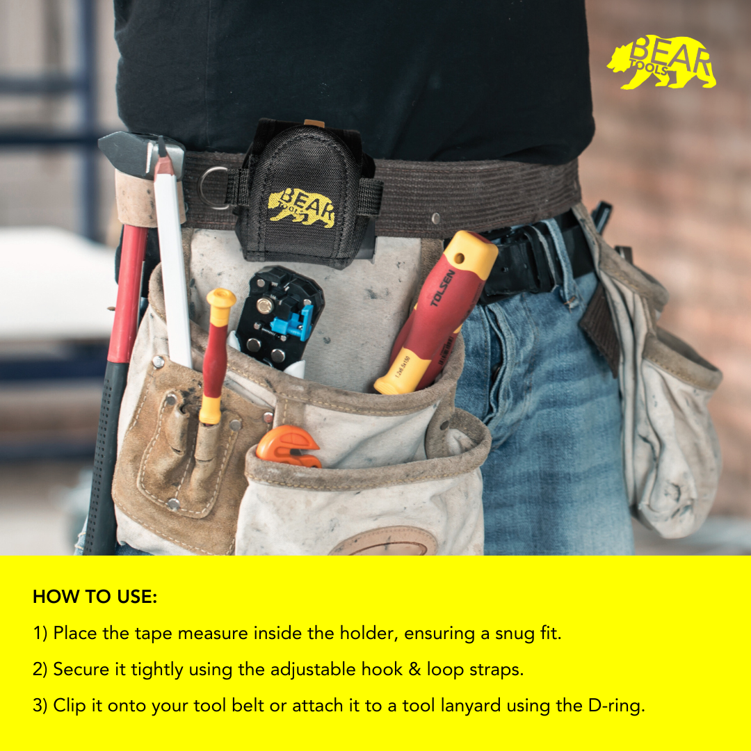 Tape Measure Holder with Belt Clip - BT-TMHLDR-1 bear-bikes Fall Protection bear-bikes tool lanyards tool tethering workplace safety spill kits