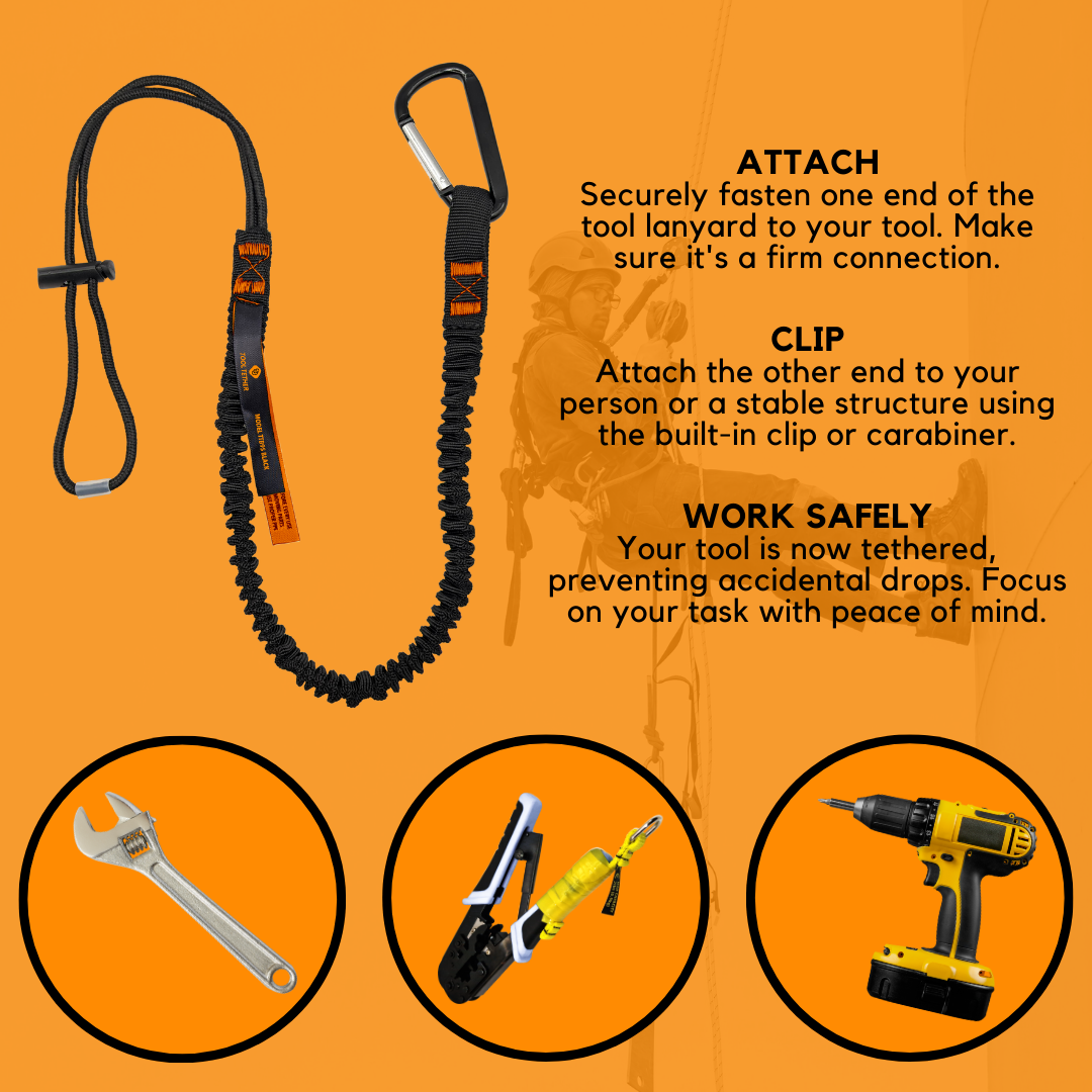 Tool Tether - Tool Safety Lanyard - TTB50S bear-bikes Fall Protection bear-bikes tool lanyards tool tethering workplace safety spill kits