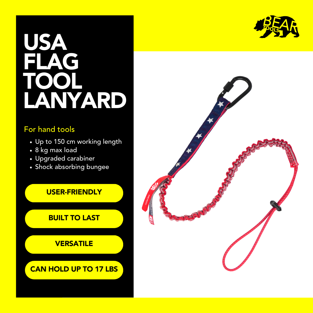 USA Flag Safety Tool Lanyard - 0939USAS bear-bikes Fall Protection bear-bikes tool lanyards tool tethering workplace safety spill kits