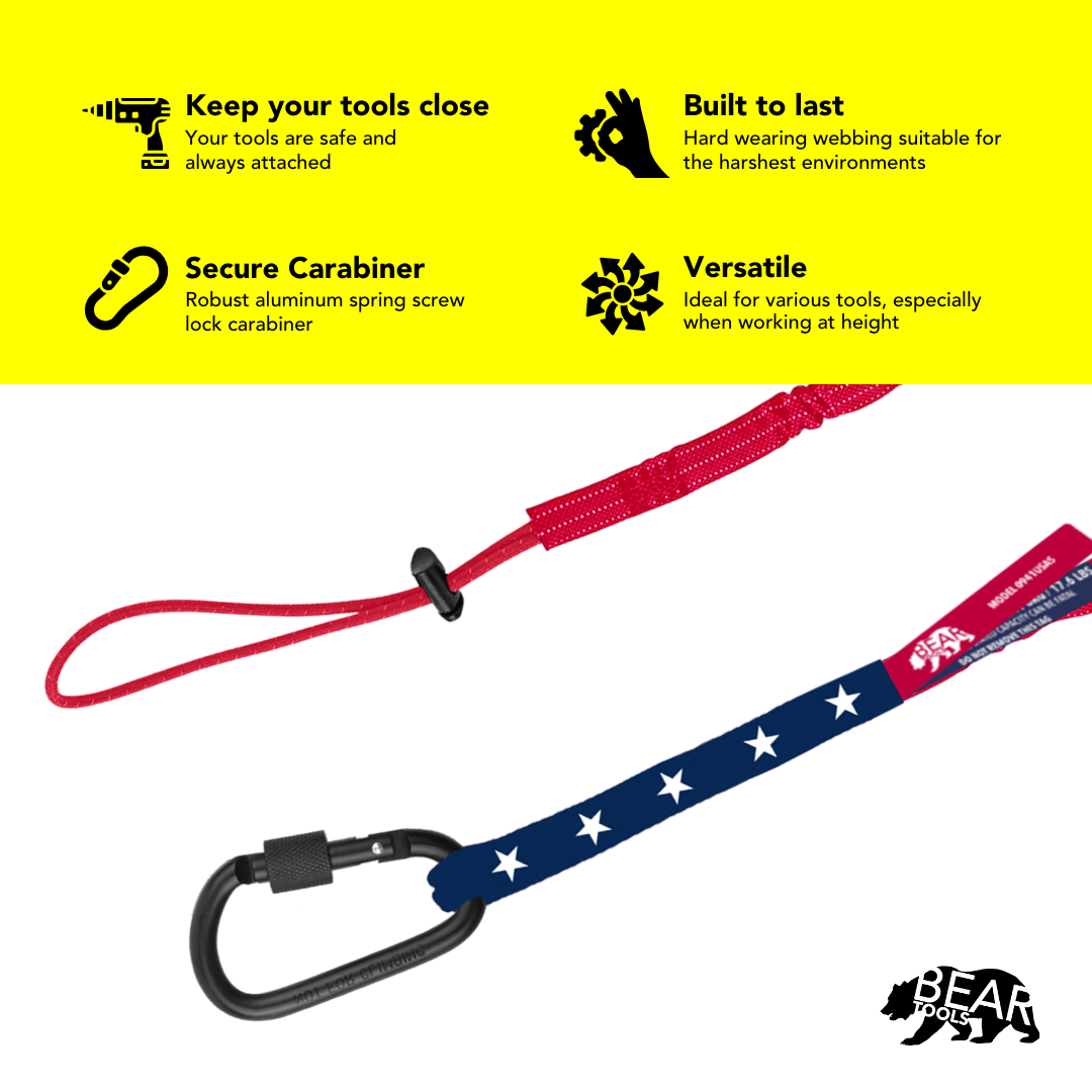 USA Flag Safety Tool Lanyard - 0939USAS bear-bikes Fall Protection bear-bikes tool lanyards tool tethering workplace safety spill kits