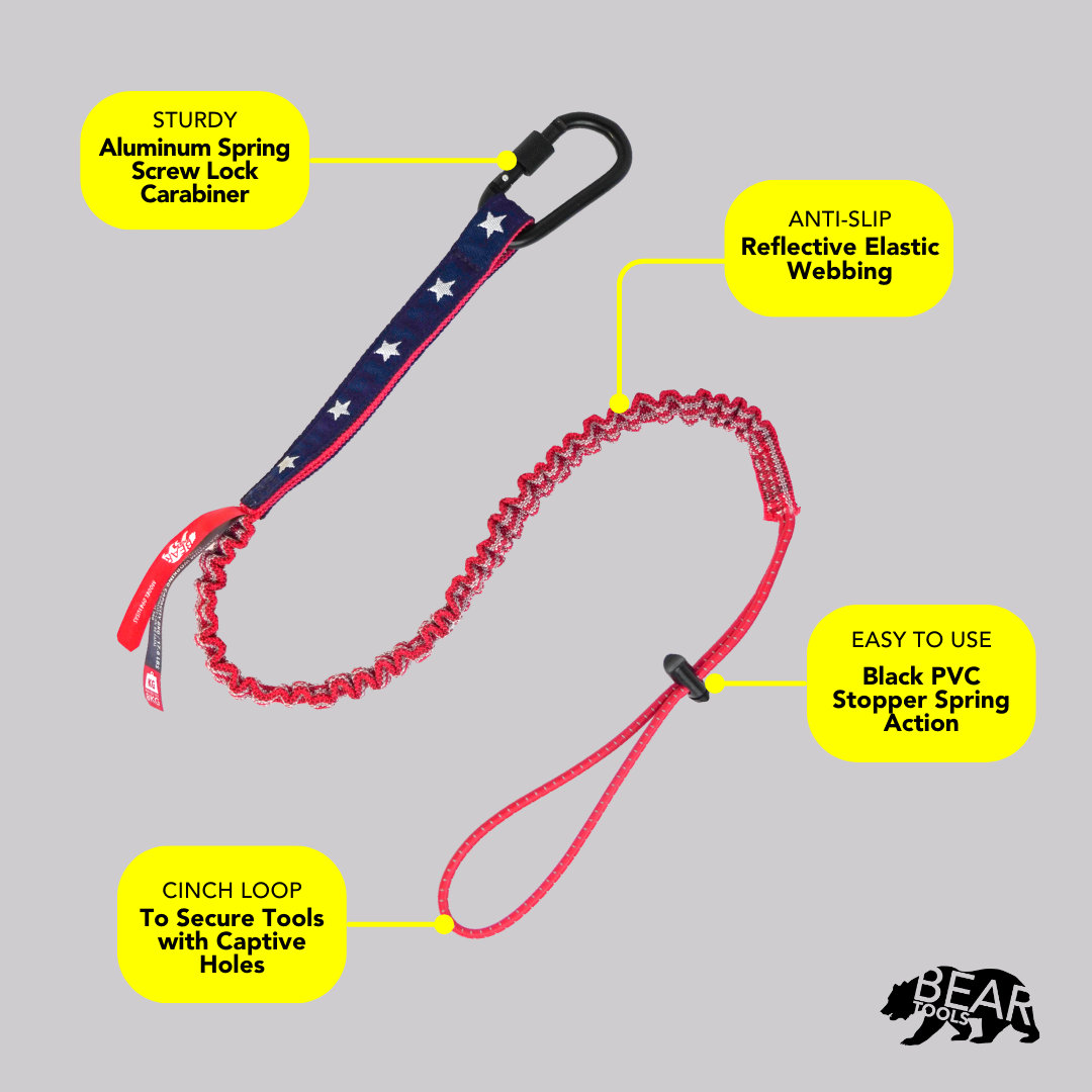 USA Flag Safety Tool Lanyard - 0939USAS bear-bikes Fall Protection bear-bikes tool lanyards tool tethering workplace safety spill kits